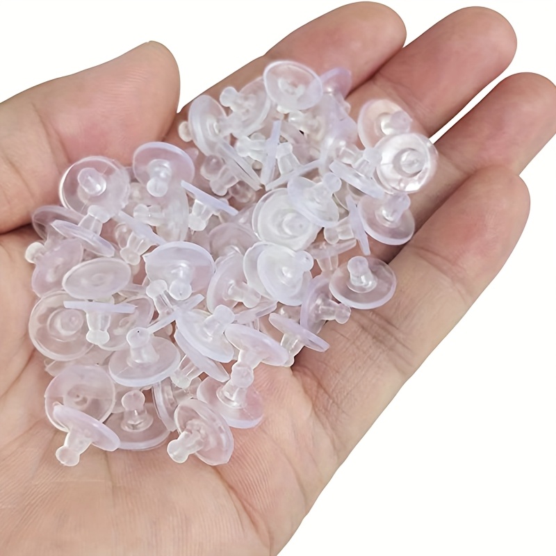 Image of 100pcs Flying Disc Silicone Earring Backs Transparent Rubber Ear Studs Jewelry Additions Ear Jewelry Materials Additions Anti-loss Anti-slip Ear Post Studs