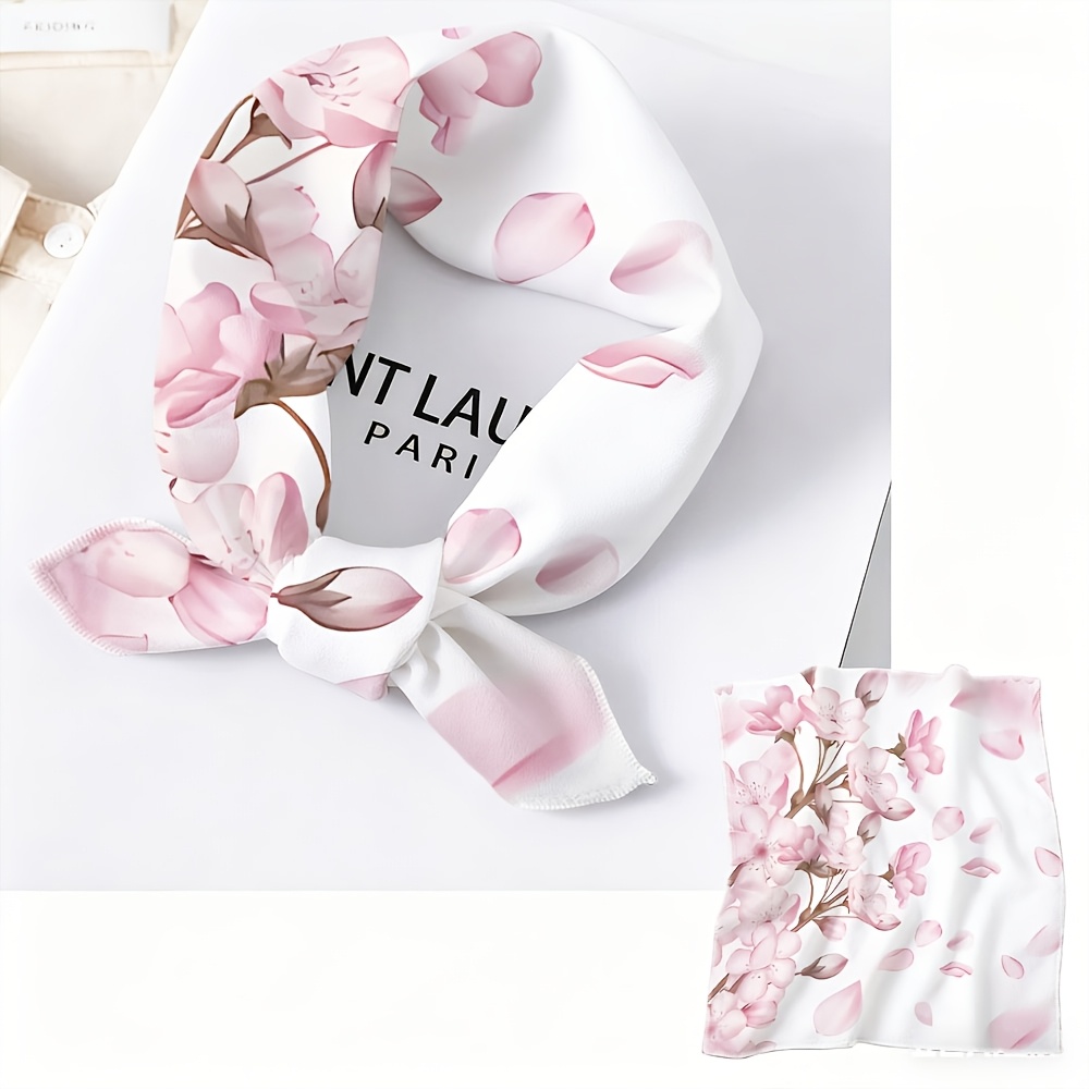 TEMU 1pc, Cherry Falling-themed Printed Scarf/headscarf, Exquisite Headscarf, Soft And Lightweight Fabric, Casual Fashion Accessory, Decorative Neck