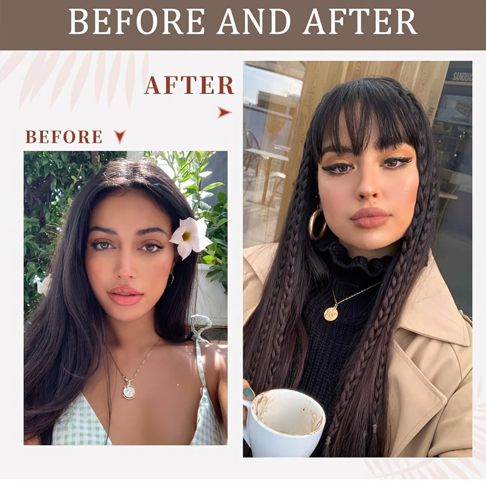dark   clip in bangs   fringe hairpiece for natural looking volume and length hair accessories halloween christmas details 4