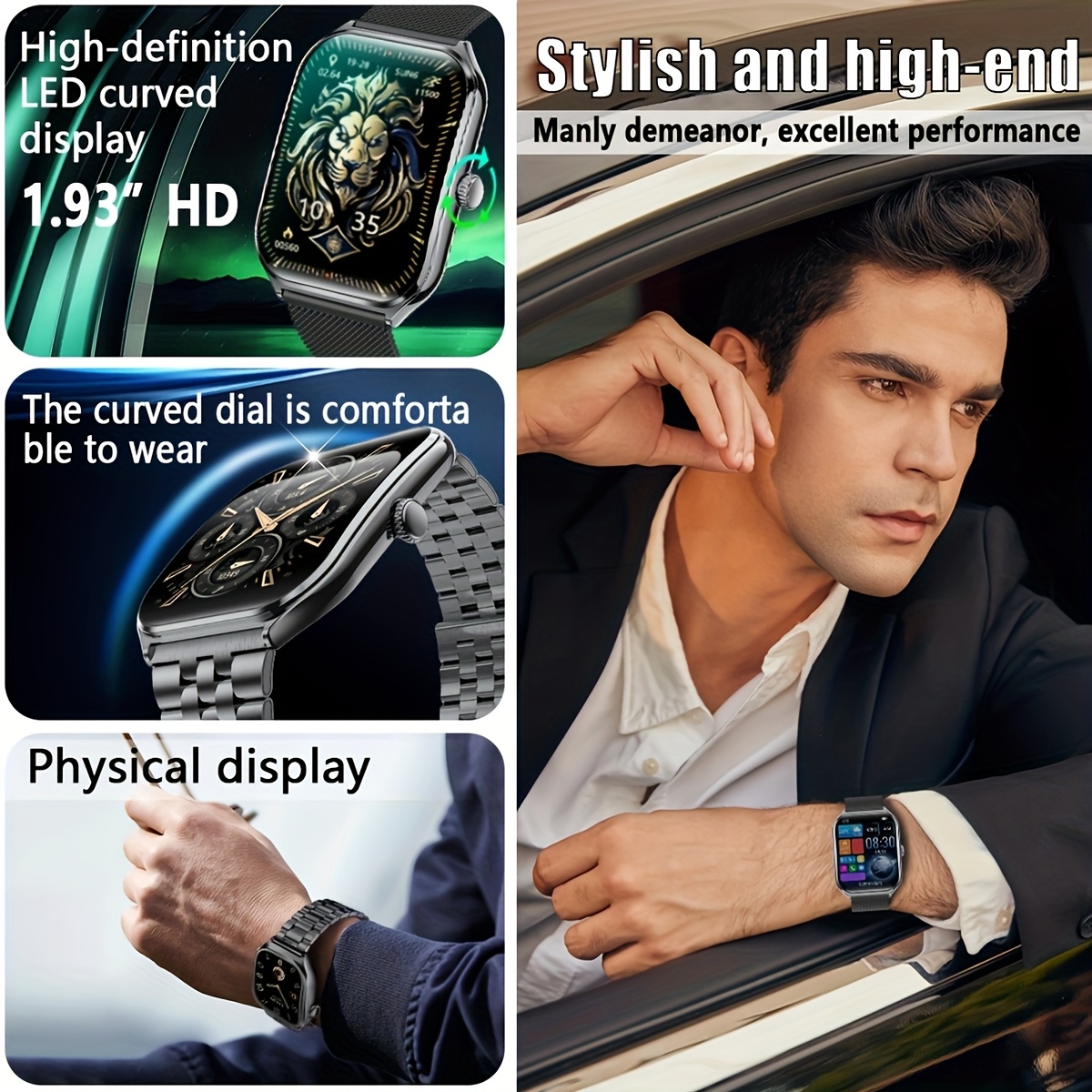 Ultra-thin Smartwatch 1.93" Full Touch Curved screen Smart Bracelet with Answer/Make Call, Message reminder, Multiple Sports Modes, Camera Control/Music, Compatible Android & iPhone, Smart Fitness Watch for Men/Women Friend Gift, Birthday Gift 18 Ultra-thin Smartwatch 1.93