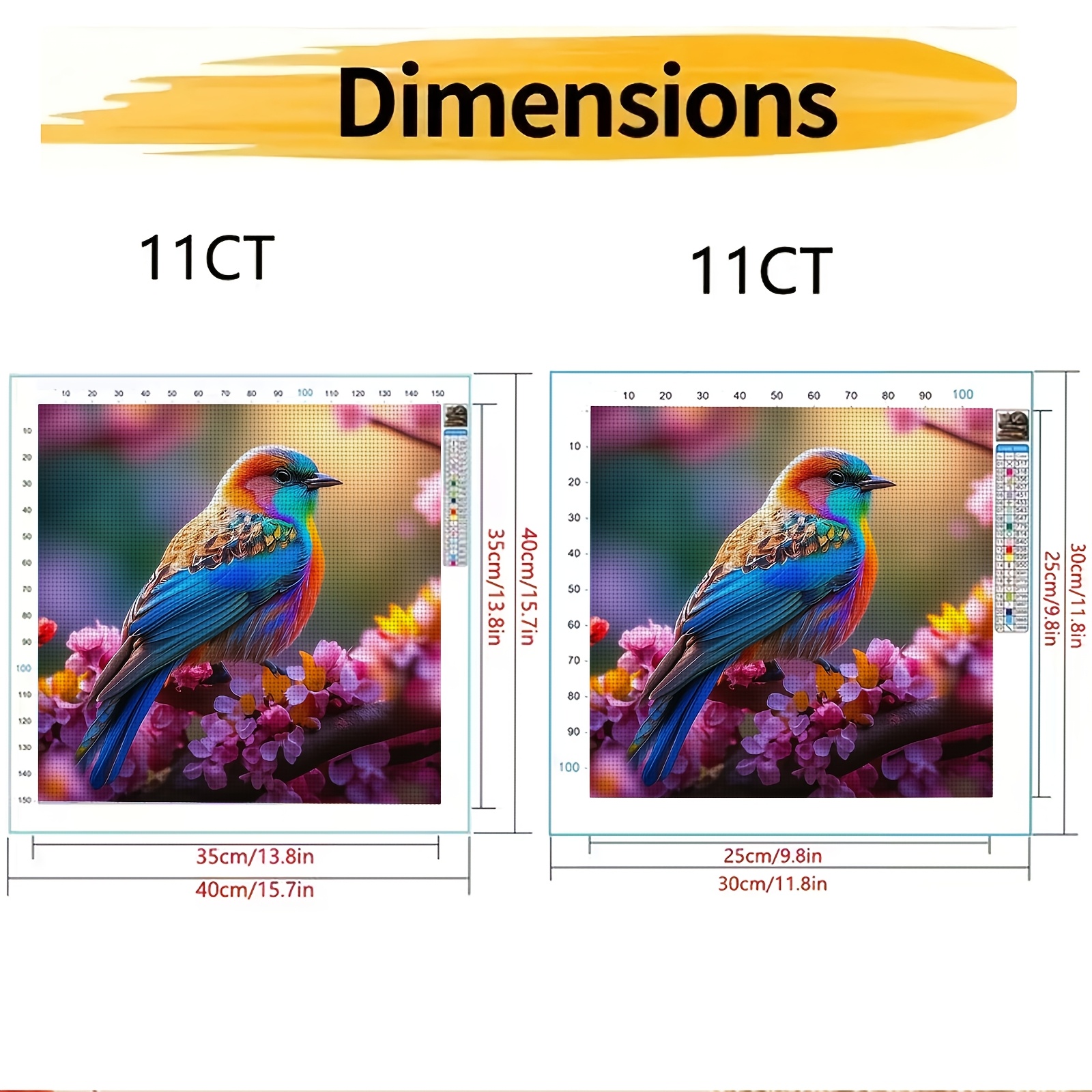 11CT/14CT Printed Cross Stitch DIY Kit, Colorful Bird Design
