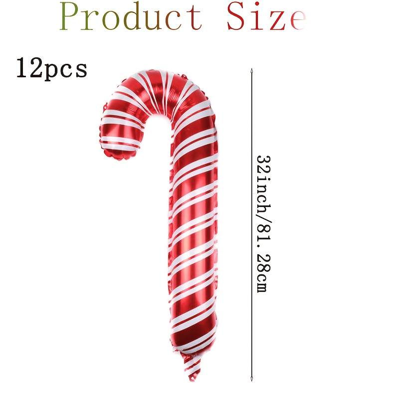 TEMU Lot de 12 ballons en feuille à rayures rouges et blanches de d'orge, ballons de Noël de d'orge, décorations de fête de Noël pour