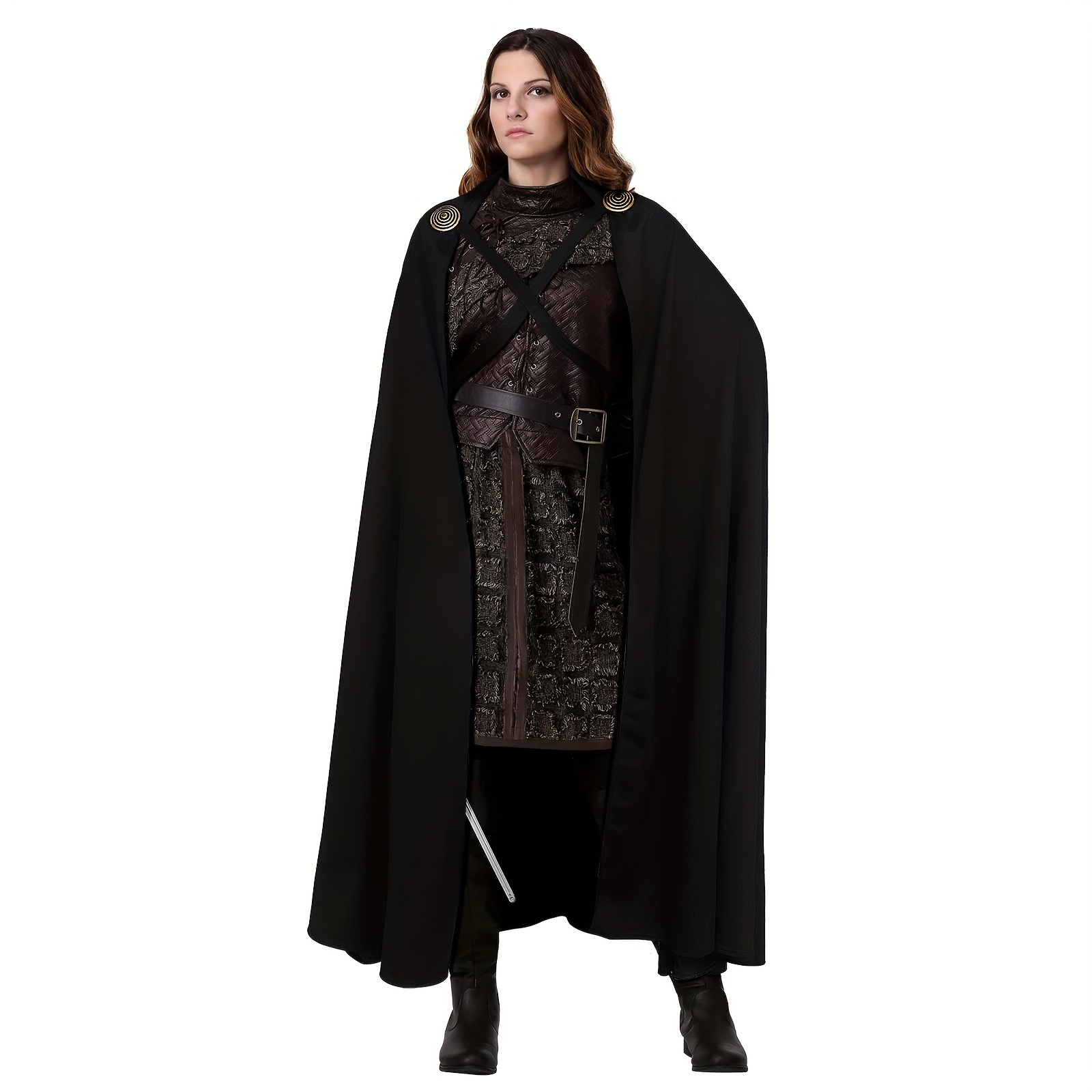 

1pc Black Medieval Cloak Strap Knight Warrior Cloak Cape, Renaissance Halloween Costume