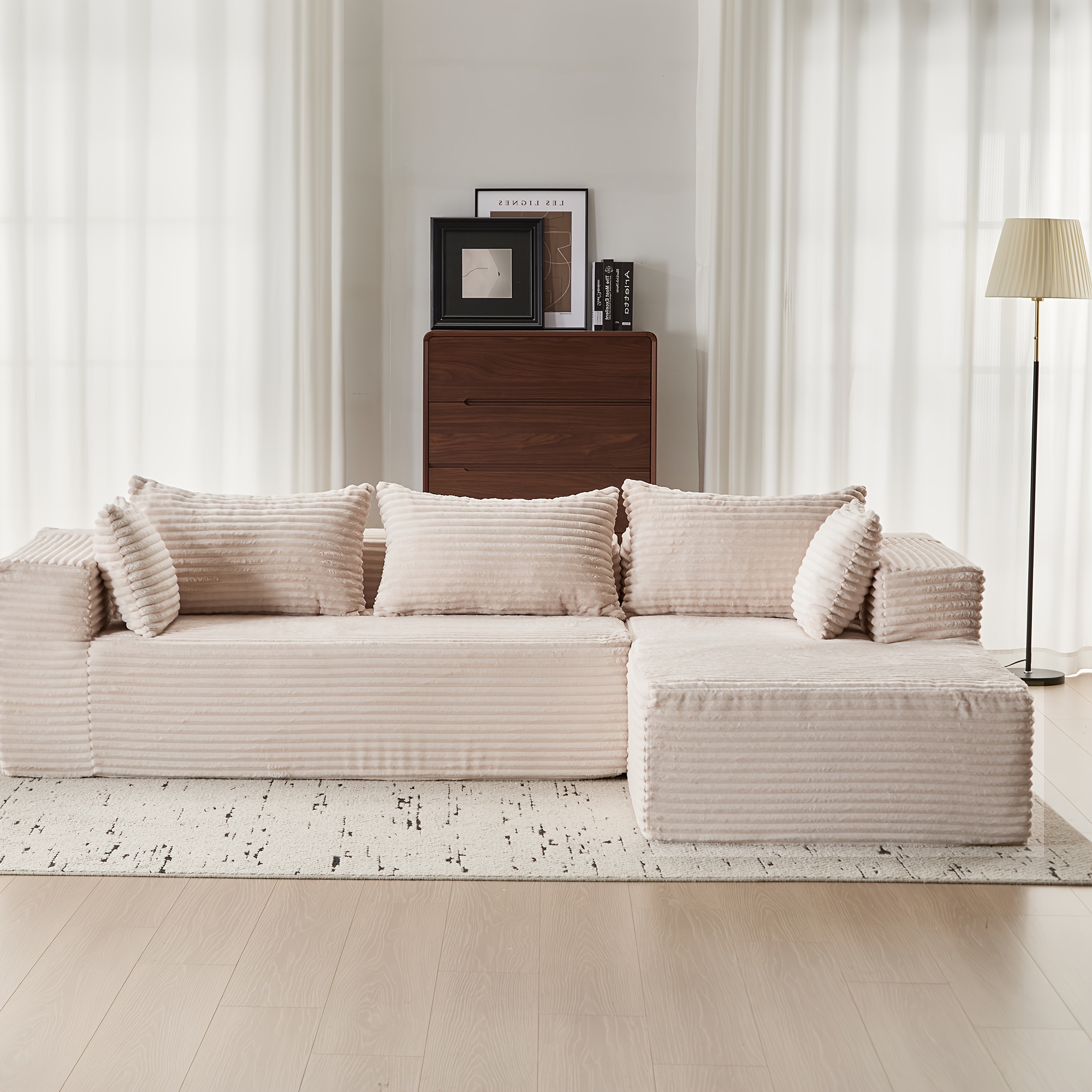 06" Modular Sectional Sofa With L-shaped Chaise, Boneless Sofa For Living Room, Modern Cloud Couch With Deep Seat, No , Loveseat