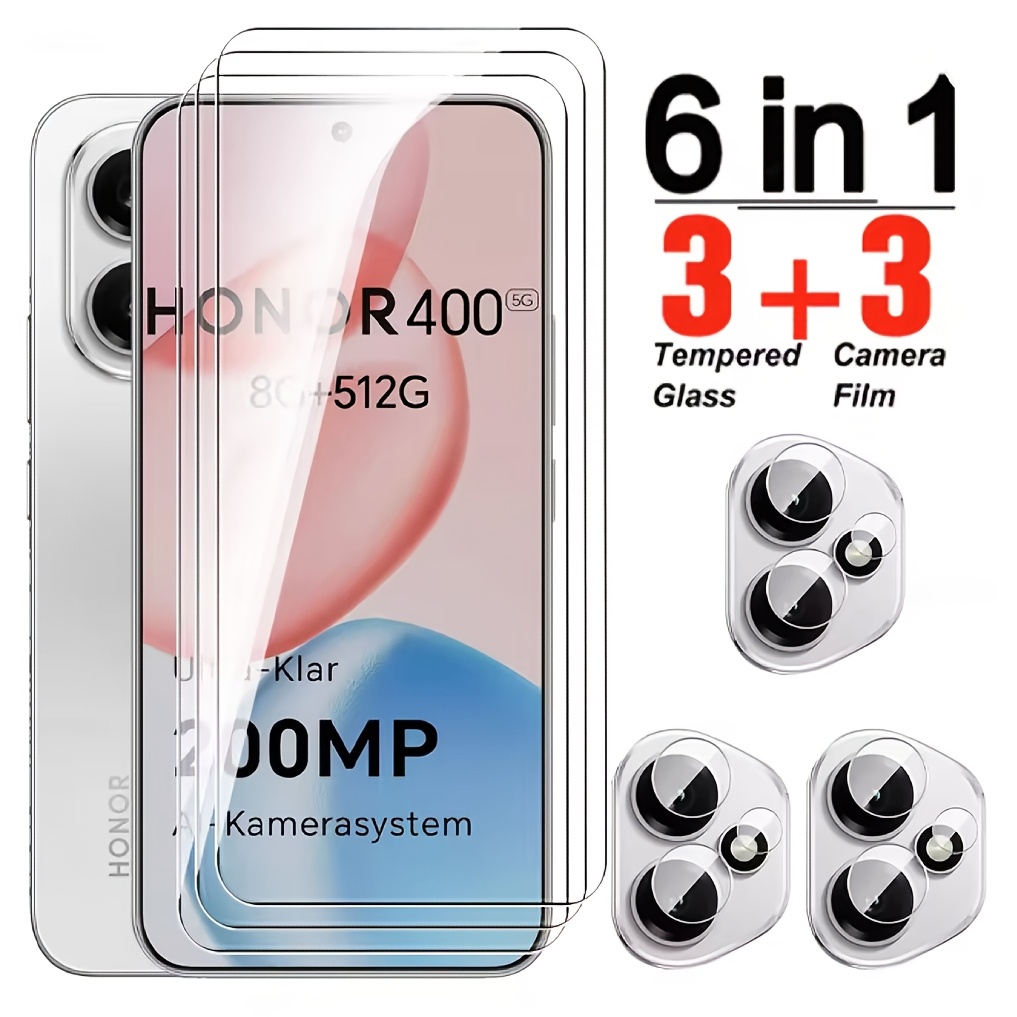 E-shop 6-in-1 Schutzfolie aus gehärtetem Glas für Honor 400, Displayschutzglas für Honor 400, HD-Schutzfolie für Handyobjektiv für Honor 400