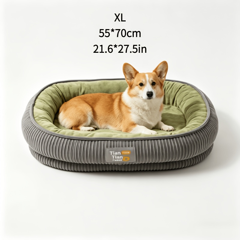 TEMU Thickened Oval Pet Bed Suitable For Small Medium , Machine Washable Warm Bed With Cozy Oval , Soft Bedding For Puppies, Kittens, Dog Bed For