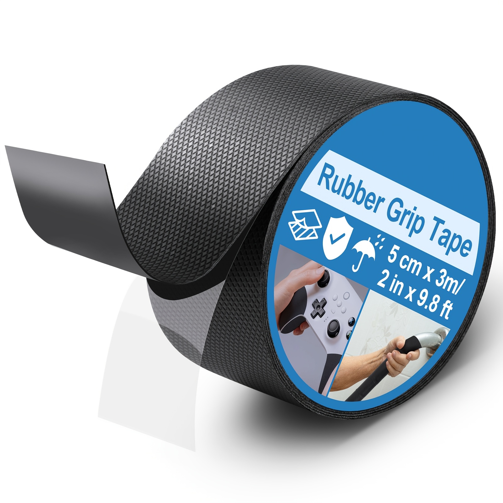 TEMU Bande de caoutchouc 2 PO X 9,8 PO, bande de grip , bande de grip en caoutchouc texturée antidérapante pour poignées, outils, usage domestique,