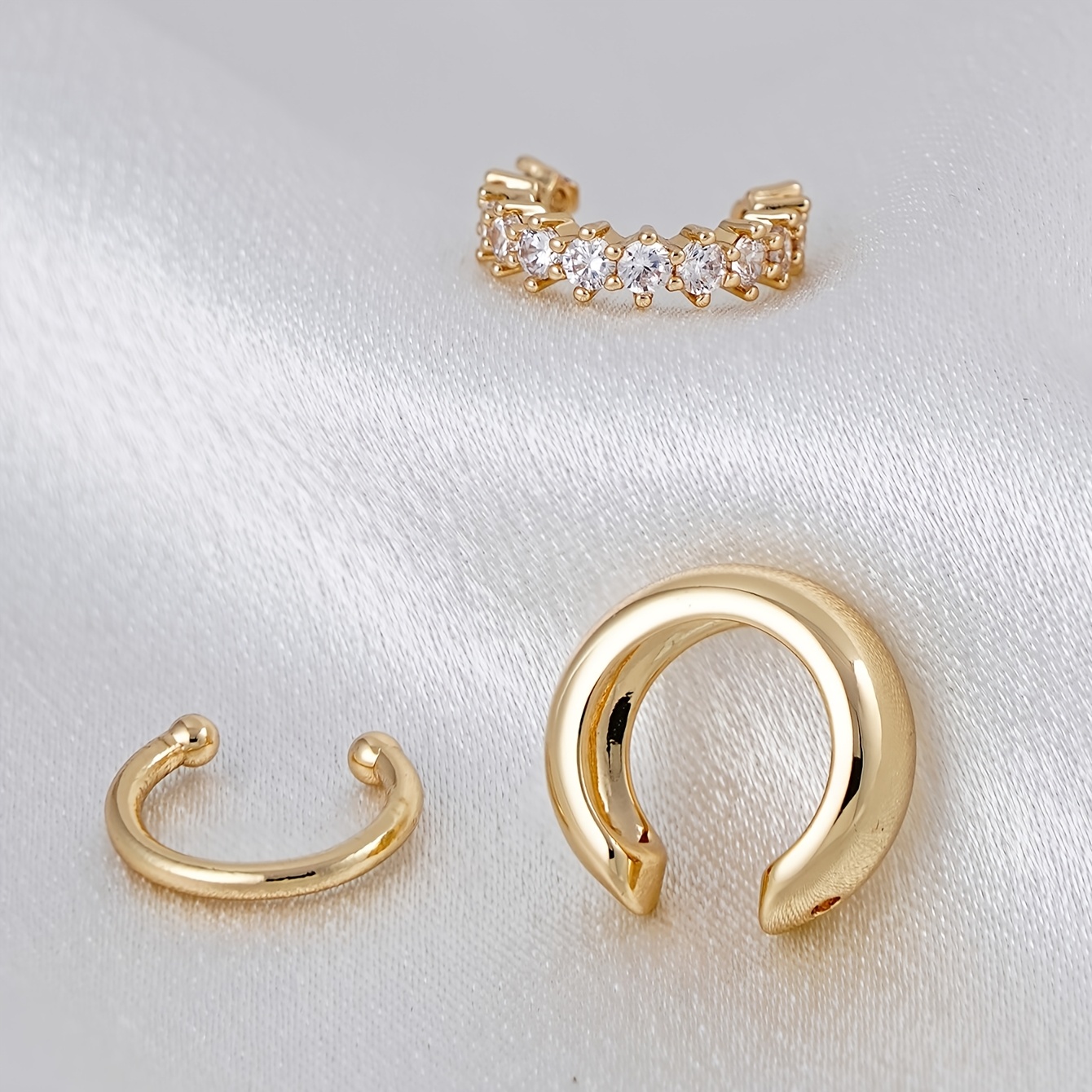 3pc Elegant Synthetic Zirconia Clip-On Earrings Set