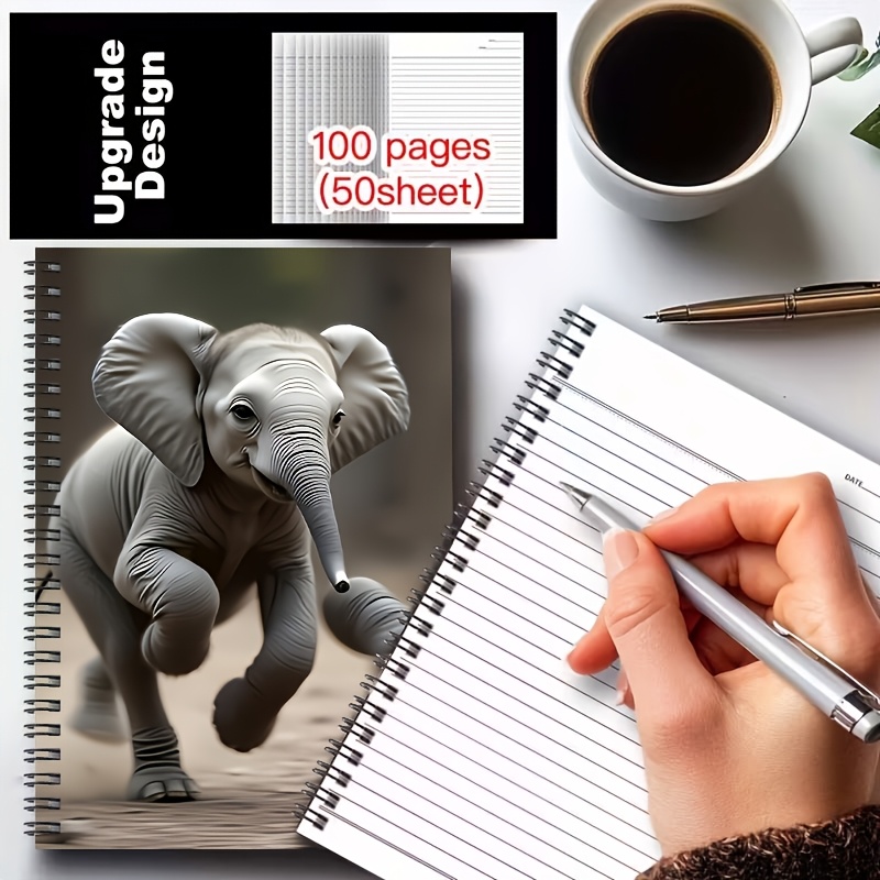 Adorable Baby Elephant Lined Notebook, 100 Pages for Daily Writing