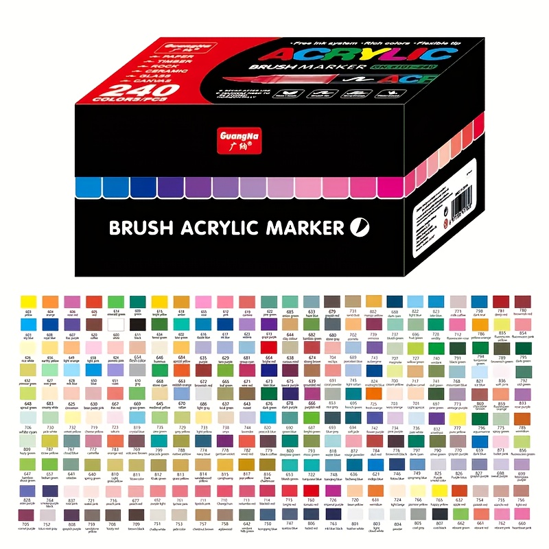 240/72/12 Colors Direct-liquid Acrylic Pens Brush Marker Pen For Rock Painting Stone Ceramic Glass Diy Art Supplies Professional Use For Painting And Art