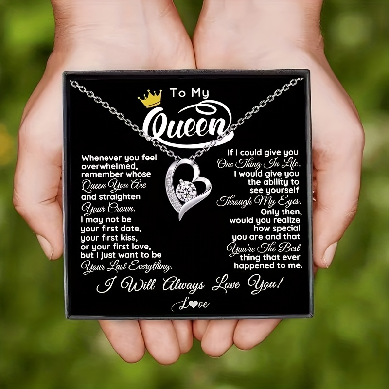 TEMU Elegant Heart-shaped Necklace - ";" To Engraving, For Your Wife, Suitable For Birthdays, Anniversaries, Weddings, Valentine's Day, Christmas,