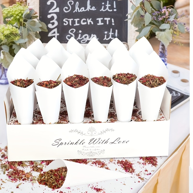 

Set Of 30 Hole Confetti Cone Frame Tray For Weddings, Birthday Party Table Decor, Rustic Wedding Embellishments, And Bridal Shower Items.