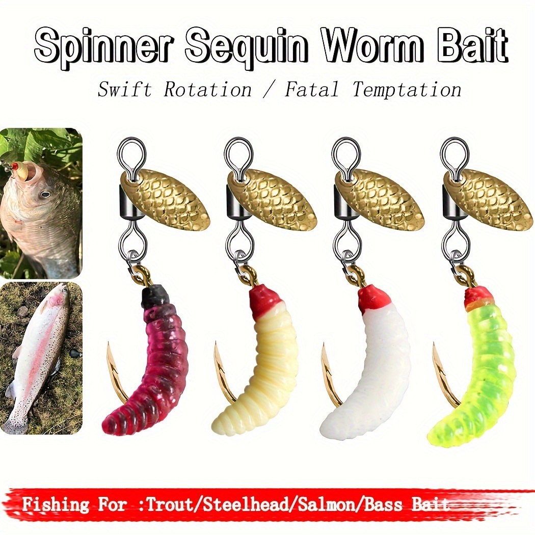 

5/10pcs Spinner Sequin Worm Bait, Fly Fishing Lure For Trout/steelhead/salmon/bass