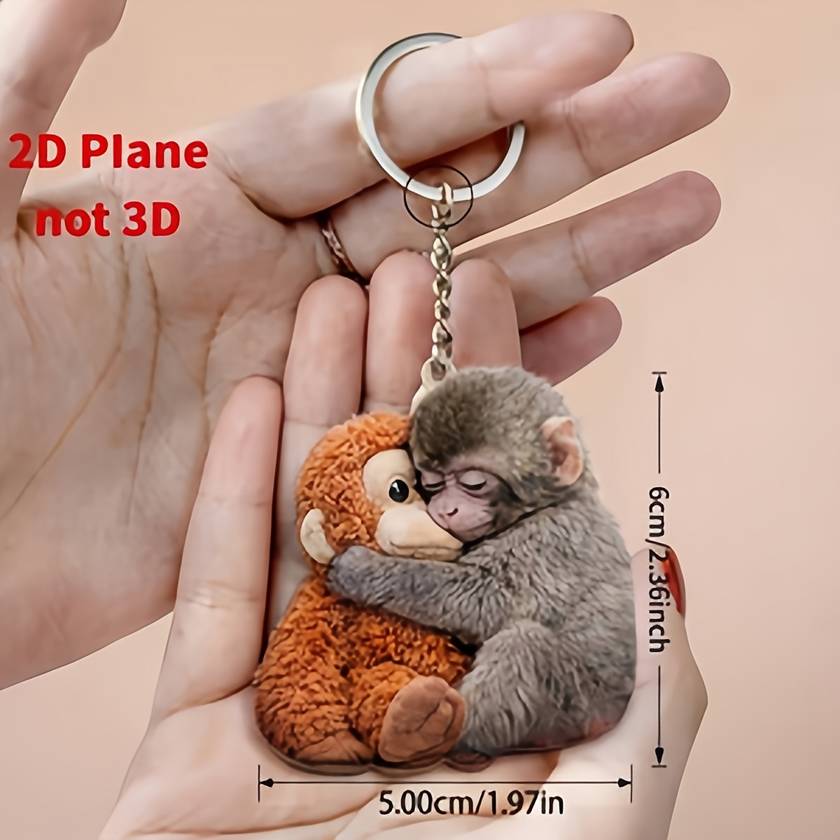 TEMU 2d Flat, 1pc Monkey Keychain, Acrylic Monkey Gift Key Chain, Emotional Gift For . Clothing Bag Pendant, Car Key Chain, Phone Charm, Small Gift,