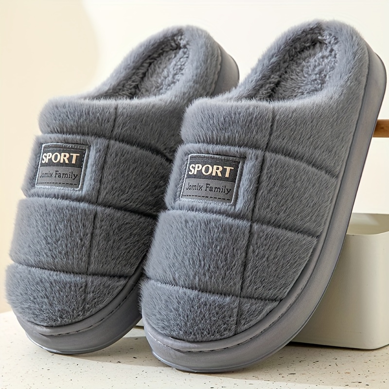 Men's Slippers Winter Indoor Home Thick Sole Plush Warm Slippers Plus Size Outer Wear Casual Fashion