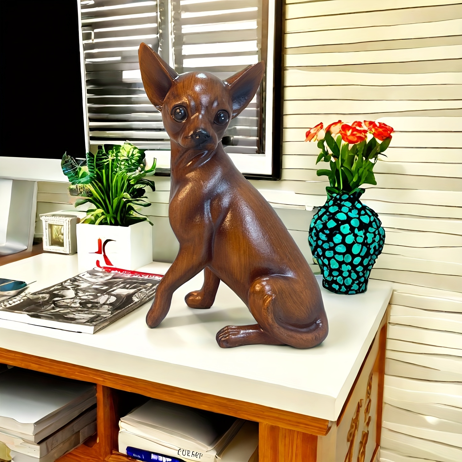 

Chihuahua Wooden Statue - Home , Ideal For New Year, Valentine's Day, Easter