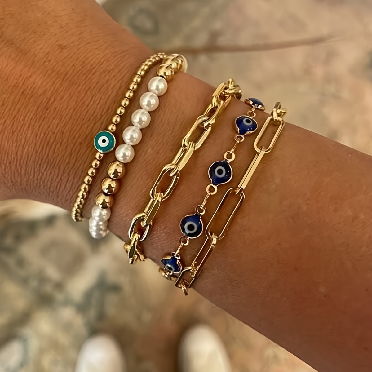 E-shop 5-teiliges 17 MILE Damen Retro Minimalistisches Böser Armband Set – Perlenkette in Mehrfarben, Ideal für Dates, Partys, , Ganzjahres-Accessoire