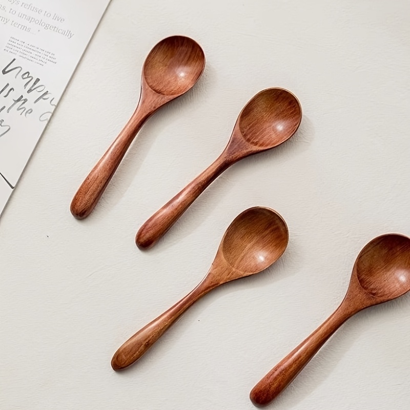 TEMU 4pcs Wooden Coffee Spoon Set, Dessert Spoon Set, Elegant Wooden Spoons, Multi-functional Wooden Spoons For Coffee, Soup, Suitable For Eating,