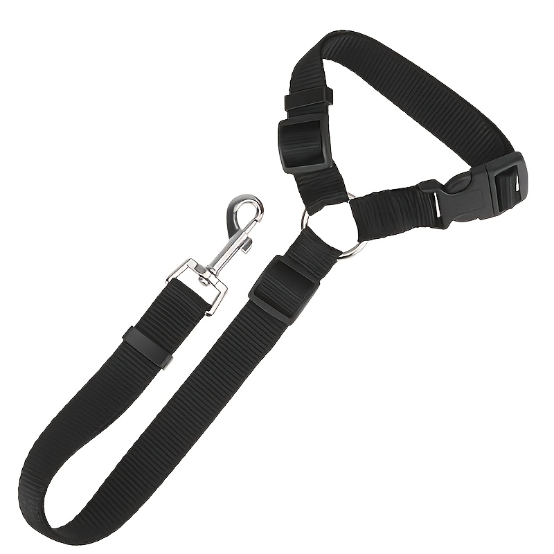 TEMU 1pc Adjustable Dog Car Seat Belt Leash - Elastic Bungee Buffer, Durable Material, 2pcs-in-1pc Adjustable Length, Swivel , Fits Small To Medium