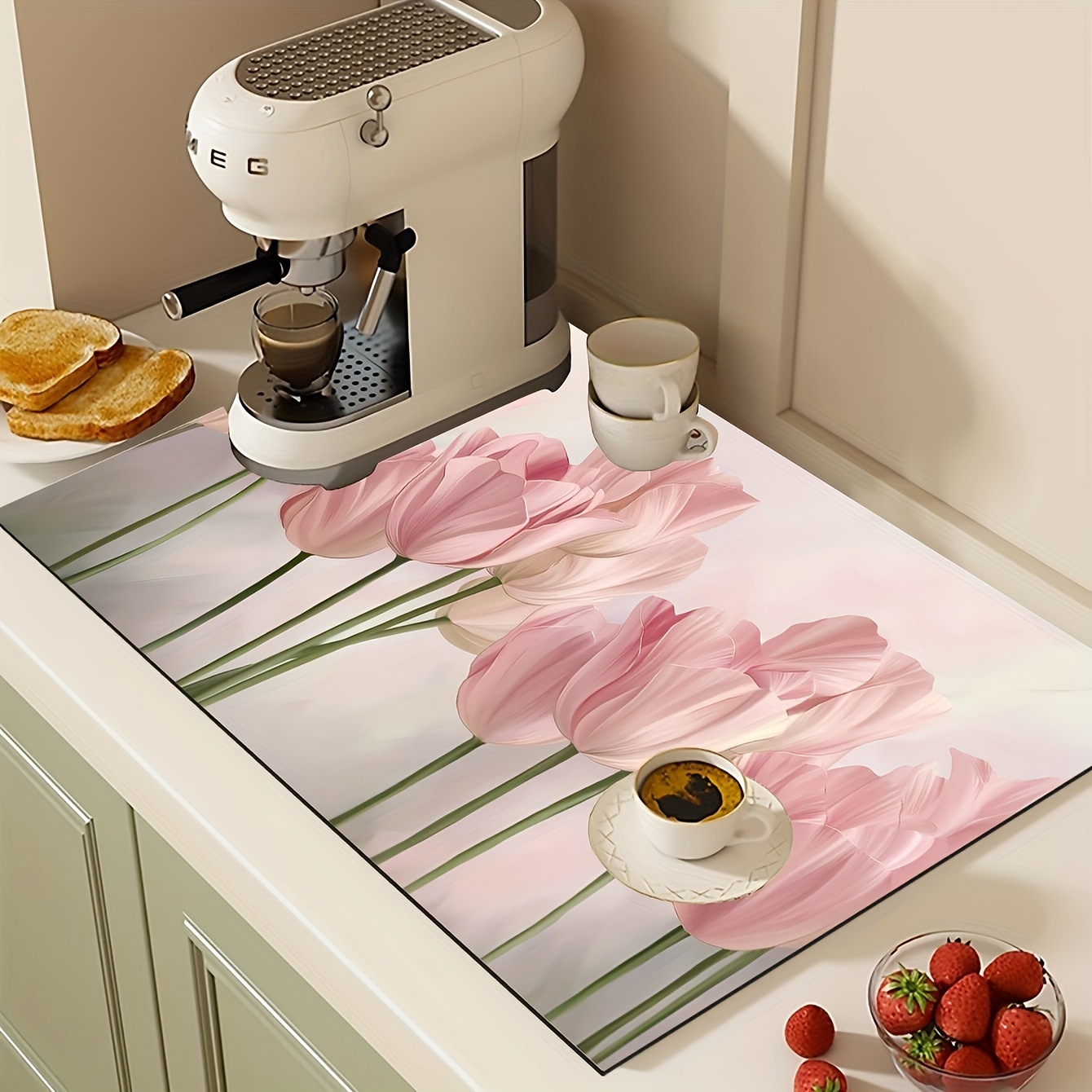

1pc, Pad, Thickened Pattern Dish Drying Mat, Mat For , Drying Mat For Dishes, Bar, Cup