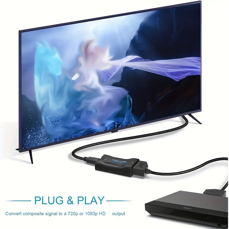 1080P SCART към HDTV Висококачествен съвместим видео и аудио конвертор адаптер, подходящ за висококачествен телевизор Sky Box приемник, подходящ за висококачествен телевизор DVD съвместимост