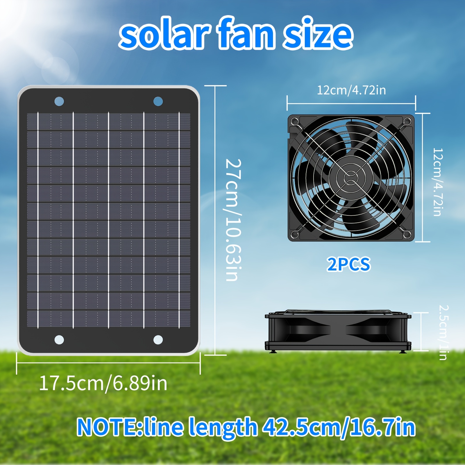 Solar-Powered Dual Fan Ventilation Kit, Low Noise Plastic Air Circulation System for Chicken Coop, Shed, Attic, Greenhouse - No Battery Required