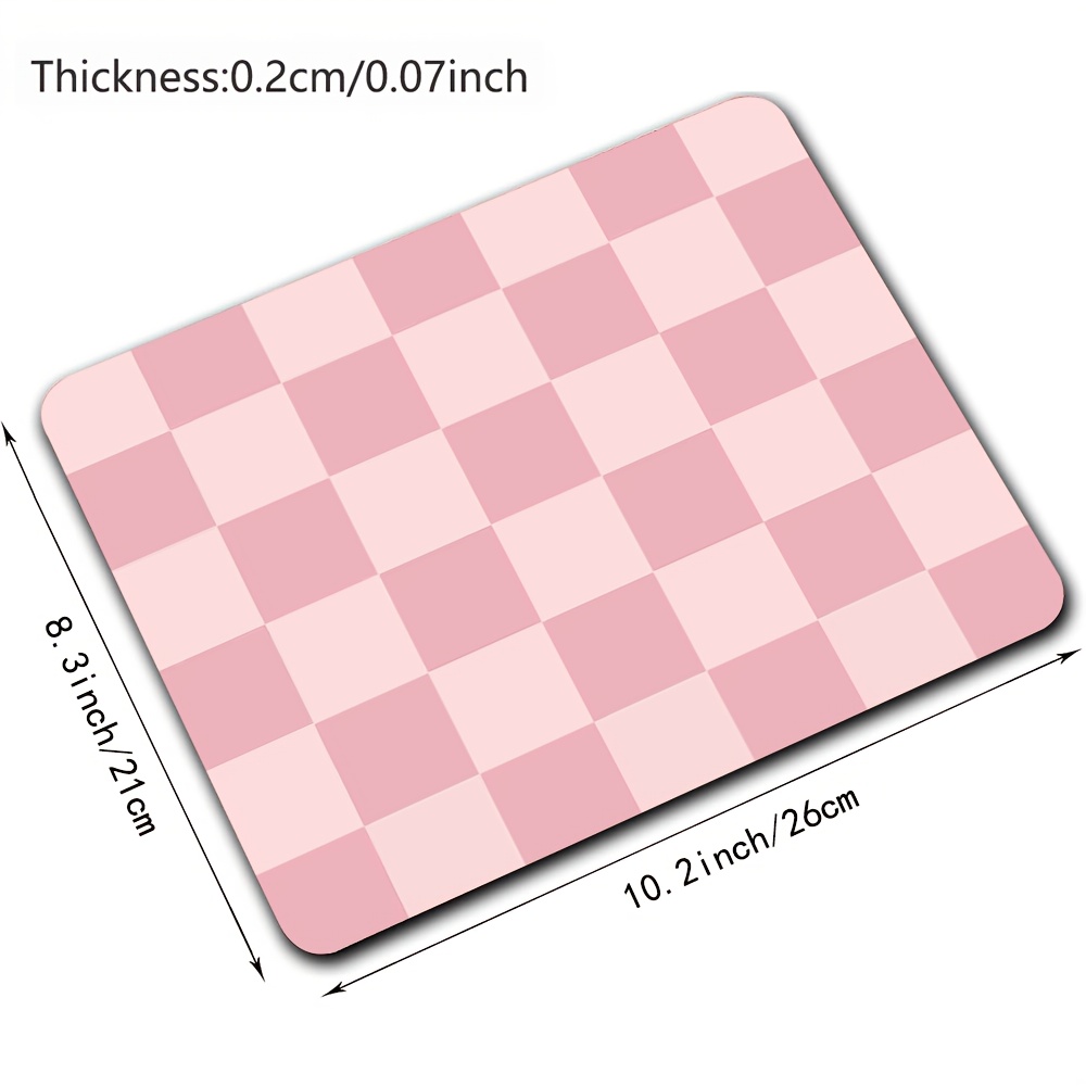TEMU Chic Pink Checkered Mouse Pad - Non-slip Rubber Base, Office & Home Use, Ideal Gift For Computer And Laptop Desks