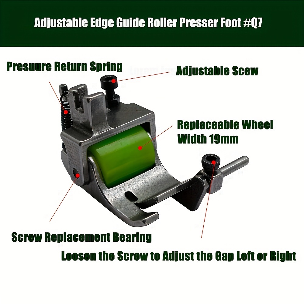 

Adjustable Hemming Presser Foot With Edge Guide Roller - Anti-wrinkle, Fit For Sewing Machines,