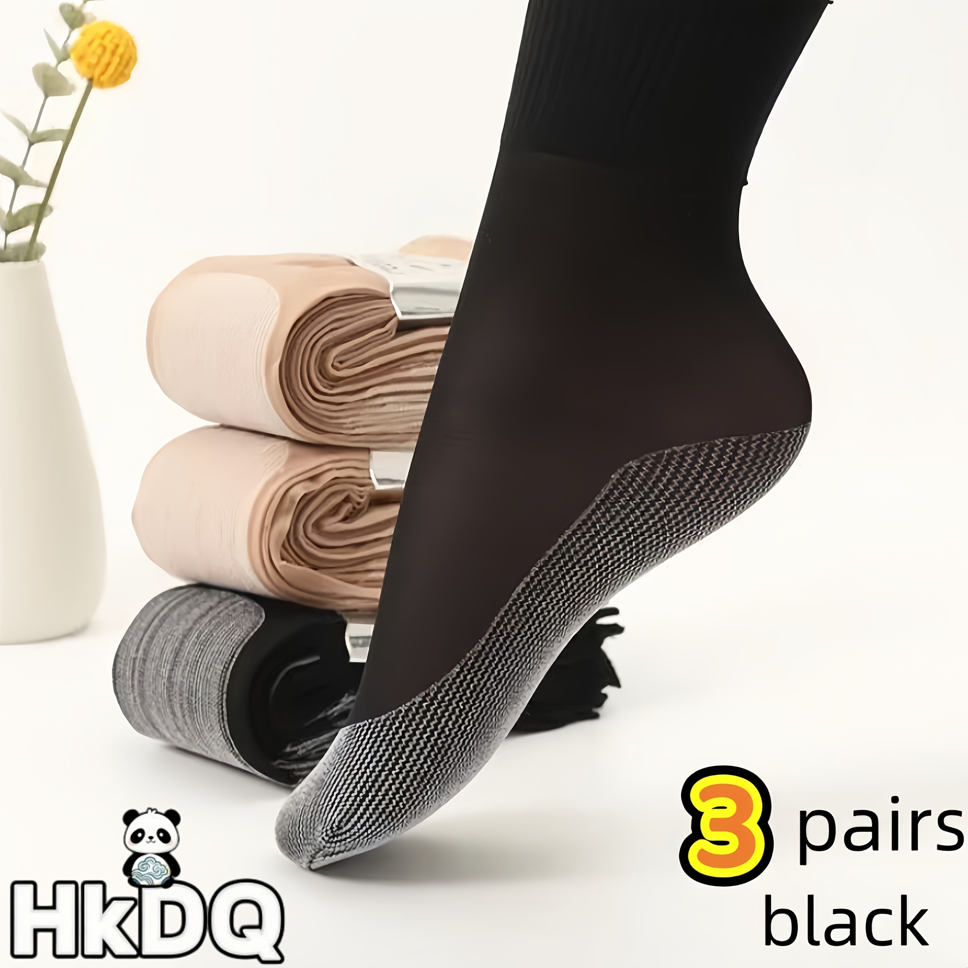 TEMU 3 Pairs Compression Socks For & Elderly, Extra Loose Wide Cuffs, Lightweight Breathable Anti-slip, Easy Elastic , Warm For , Ideal Gift