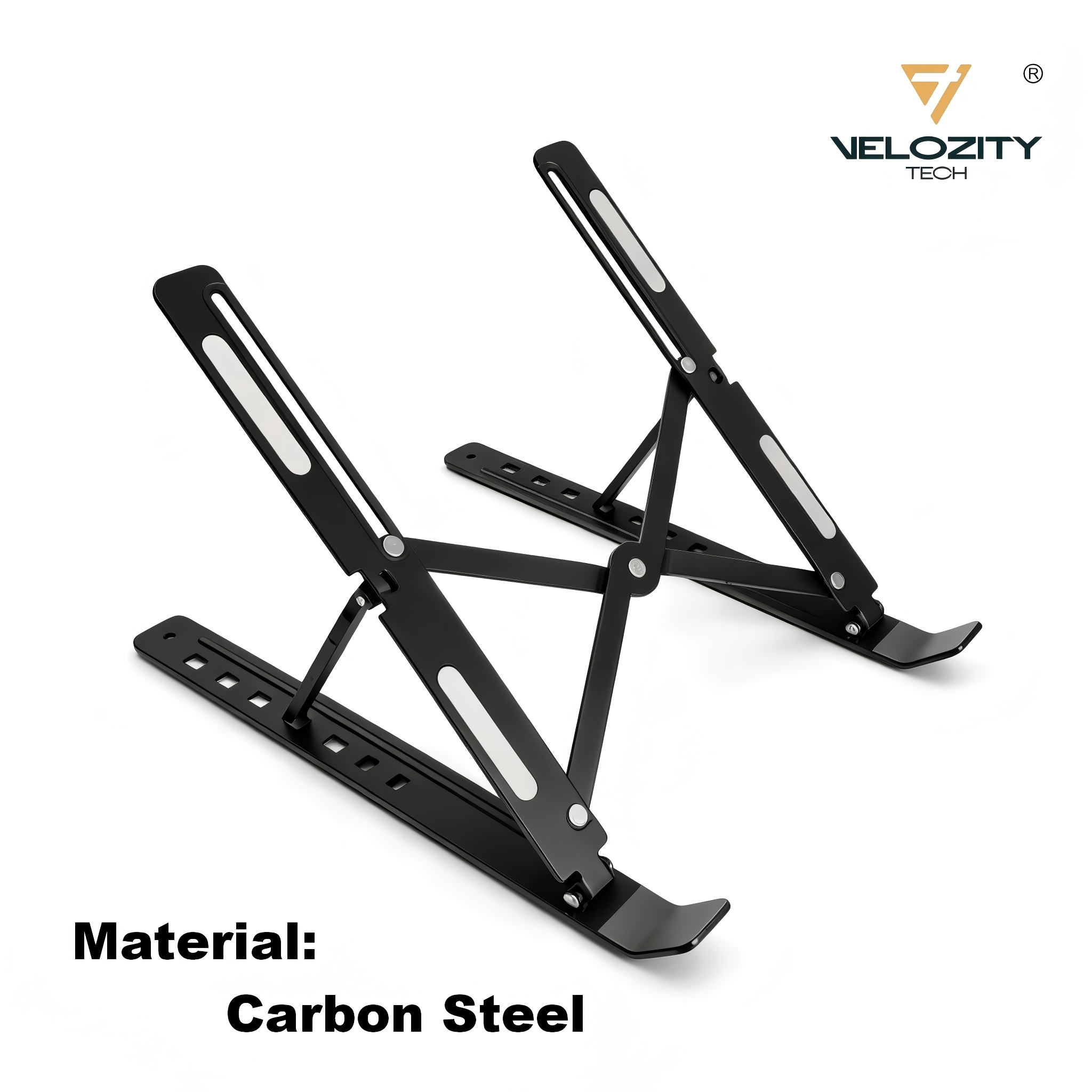 TEMU Laptop Stand, Tablet Holder, Foldable 7-level Adjustable Metal Riser For Desk, Sturdy Triangle Base With Non-slip Silicone Pads, Ergonomic
