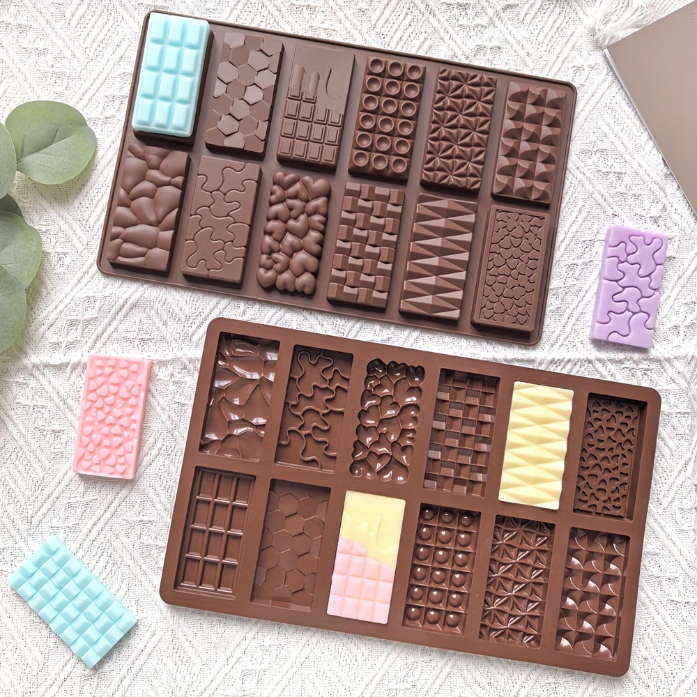 

1/2/3pcs 12-in-1 Silicone Separation Chocolate Bar Mold, Silicone Mold For Wax Melting Homemade Protein And Mold