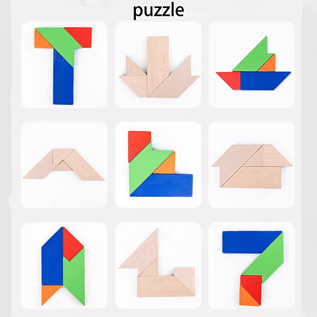 Wooden T-Shaped Puzzle And Sticker Set, Stress Relief Game