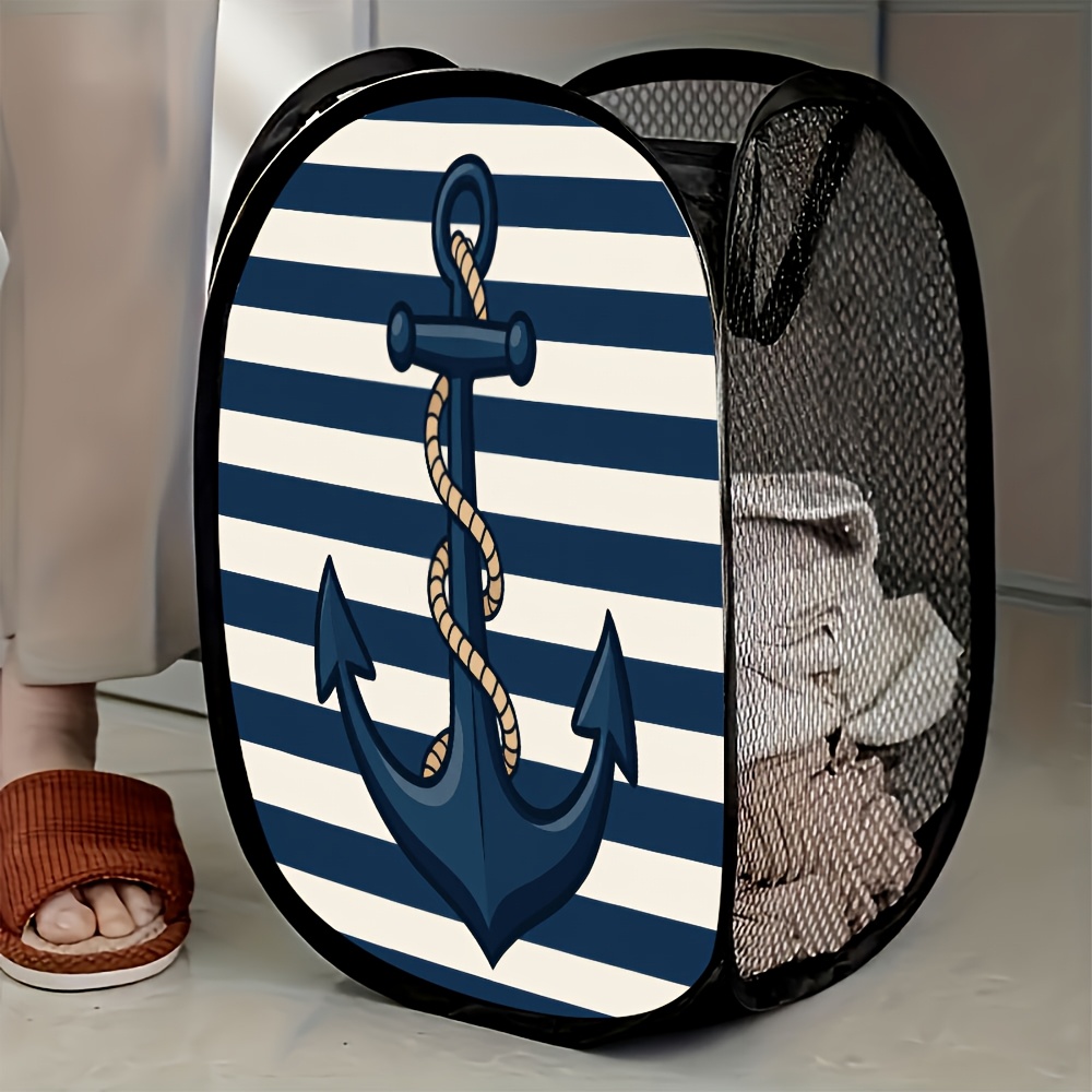 TEMU 1 panier à linge pop-up en à motif d' - Compact et durable pour un rangement et une organisation faciles