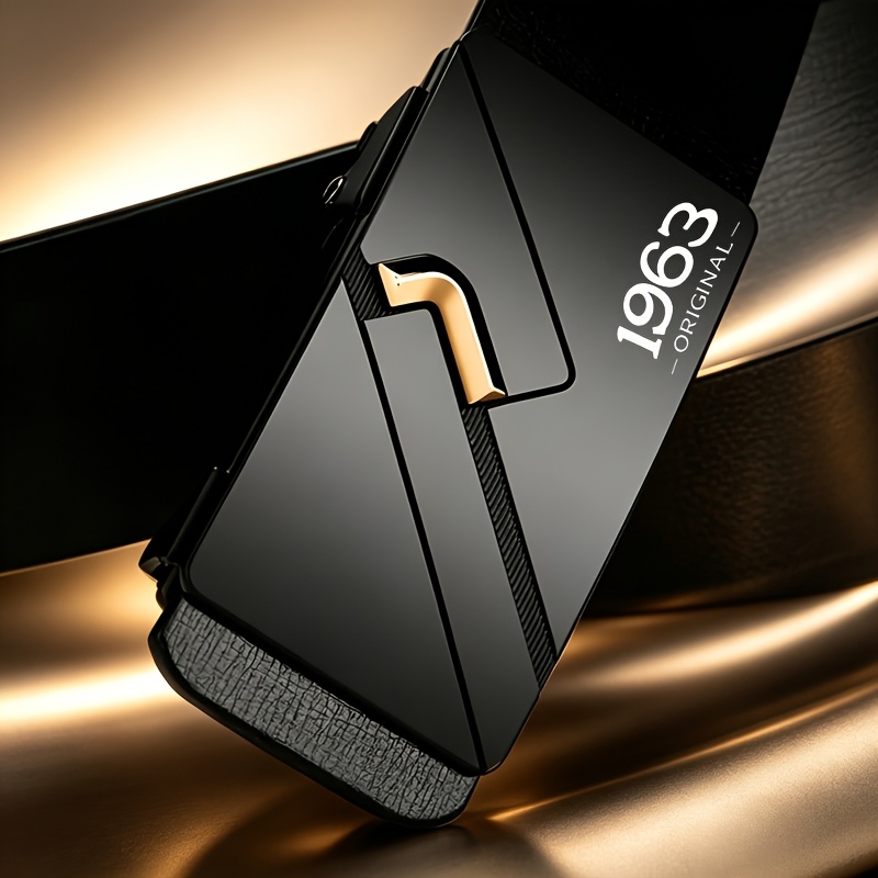 TEMU Logo Men's Dress Belt Formal Wear Enhances Overall Style, Automatic Smooth Low-key Light Luxury, Trousers Matching Men's Gift For Colleagues