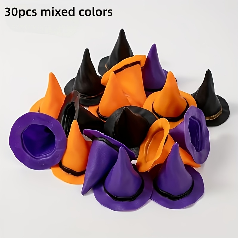 TEMU 30 Mini Hats Suitable For Halloween, Costume Parties, Theme Events | No Installation Lightweight Plastic Hats With Purple, Black, And Orange
