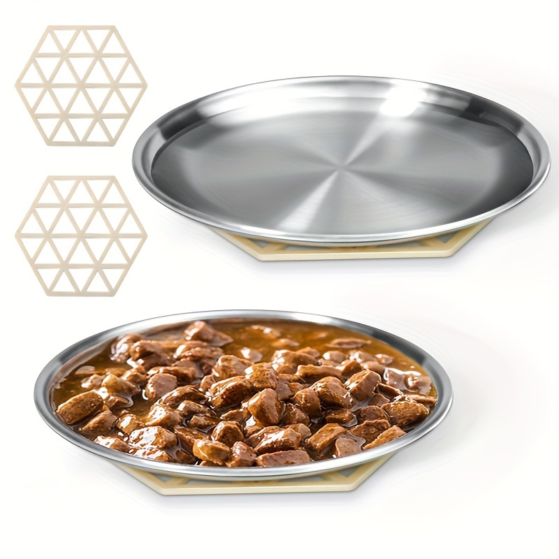 

Stainless Steel Cat Bowls 2-piece - Whisker-friendly, Non-slip Feeding & Water Dishes For Cats