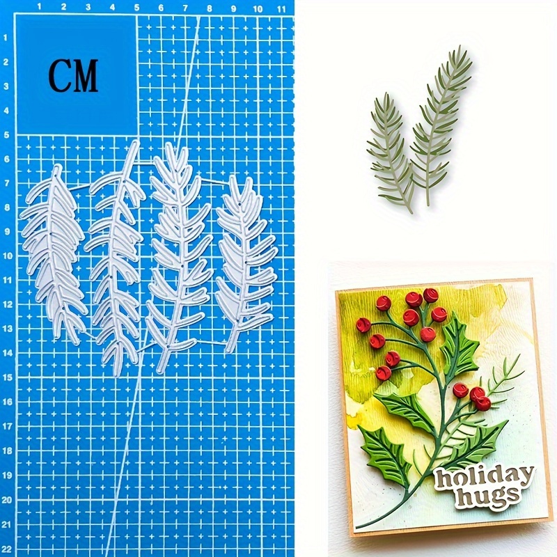 

Craft Cutting Die For Pine Tree Branch Silhouette Layer, Made Of Golden Metal, In Silvery Gray Color, Used For Making Paper Cards, Scrapbooks, Diy Cards, Photo Albums, And Craft Decorations.