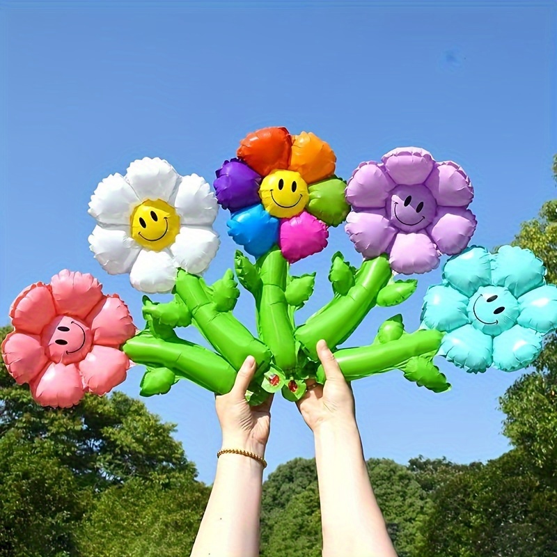 

10pcs, Handheld Cartoon Flower Balloons, Celebration Sticks, Carnival Festival Balloon Toy, Holiday Decor, Outdoor Decor, Creative Gift, Classroom Prizes Exchanging Gifts