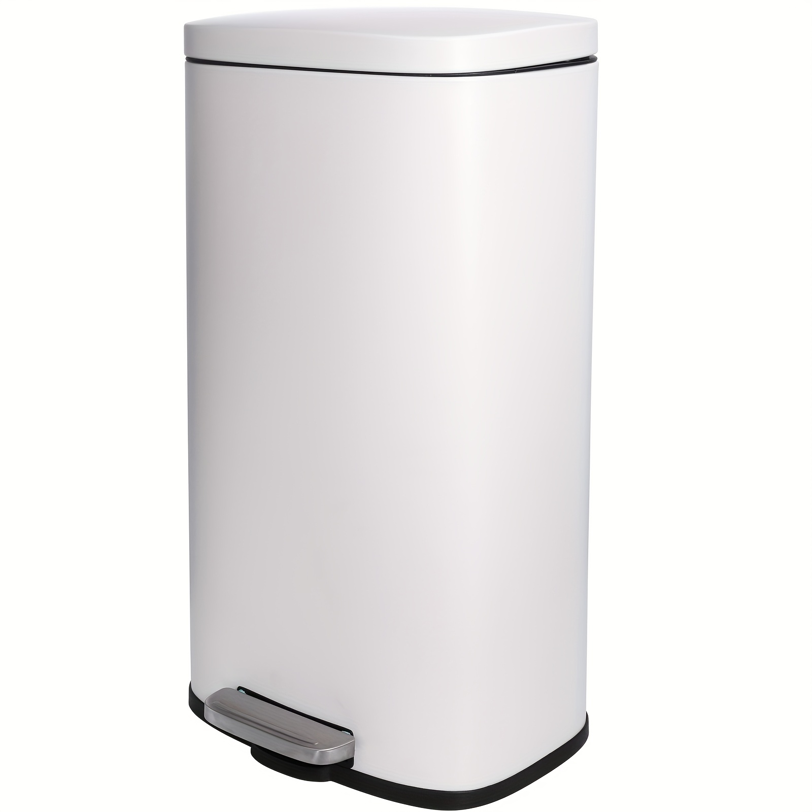 TEMU 30l Stainless Litter Disposal Bin, Slow-close Step Trash Can With Inner Bucket, Handle Included, Durable   Easy To Clean   Odor-proof, Suitable