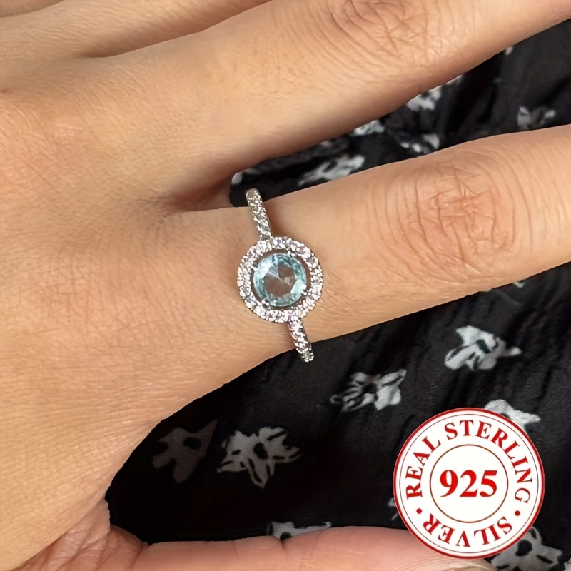 925 Sterling Silver Round Geometric Women's Ring for Party Engagement Gift