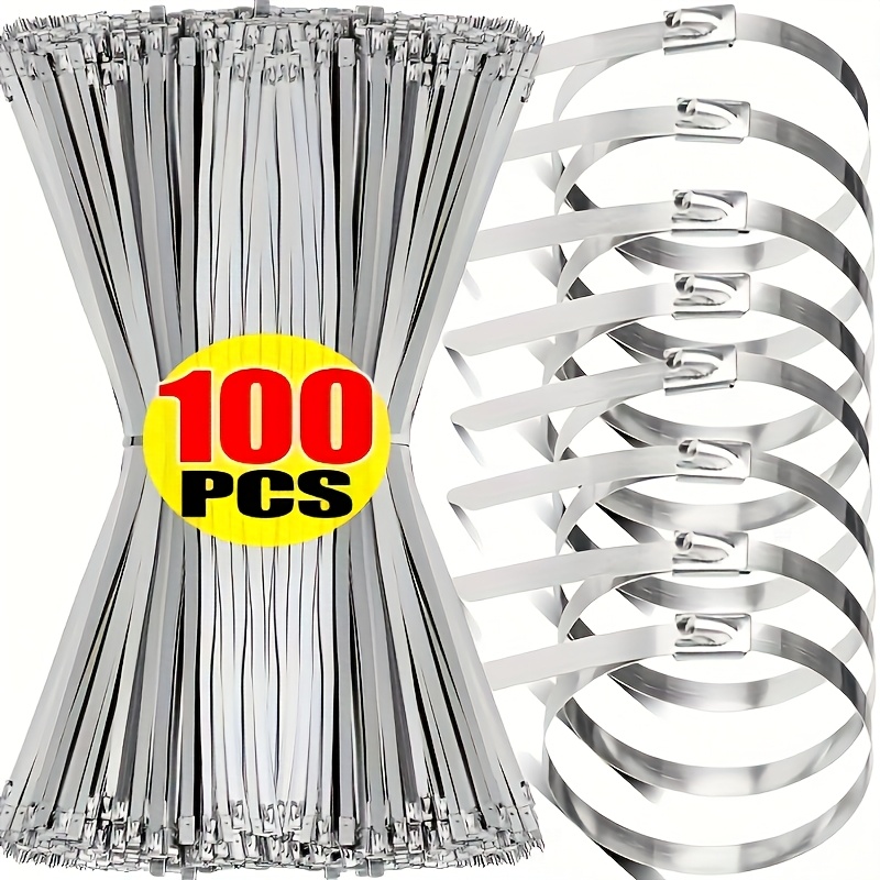 TEMU 100mm 201 Cable Tie 4.6mm Heavy Duty With Ball Lock For Outdoor Marine Electrical Wiring 100pcs Metal Zip Ties