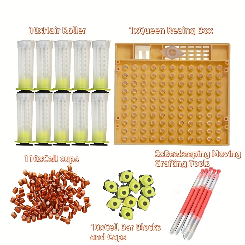 E-shop Bienenköniginnen-Zuchtbox, Neues Königinnen-Zuchtkit, Essentielle Imkereiausrüstung für die Königinnenveredelung - 110 Zellen, 20