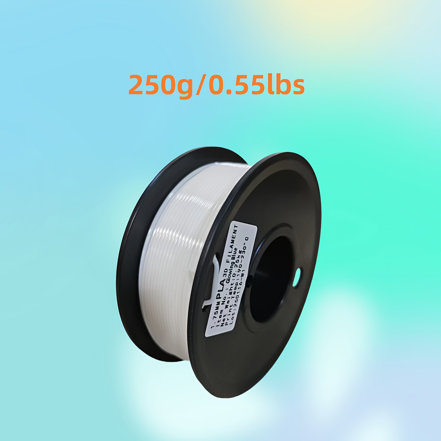 Image of Glow In The Dark Pla Filament 1.75mm 3d Printer Filament, 0.25kg Spool (0.55lbs), Dimensional Accuracy +/- 0.03mm, Fit Most Fdm 3d Printer (glow Blue)