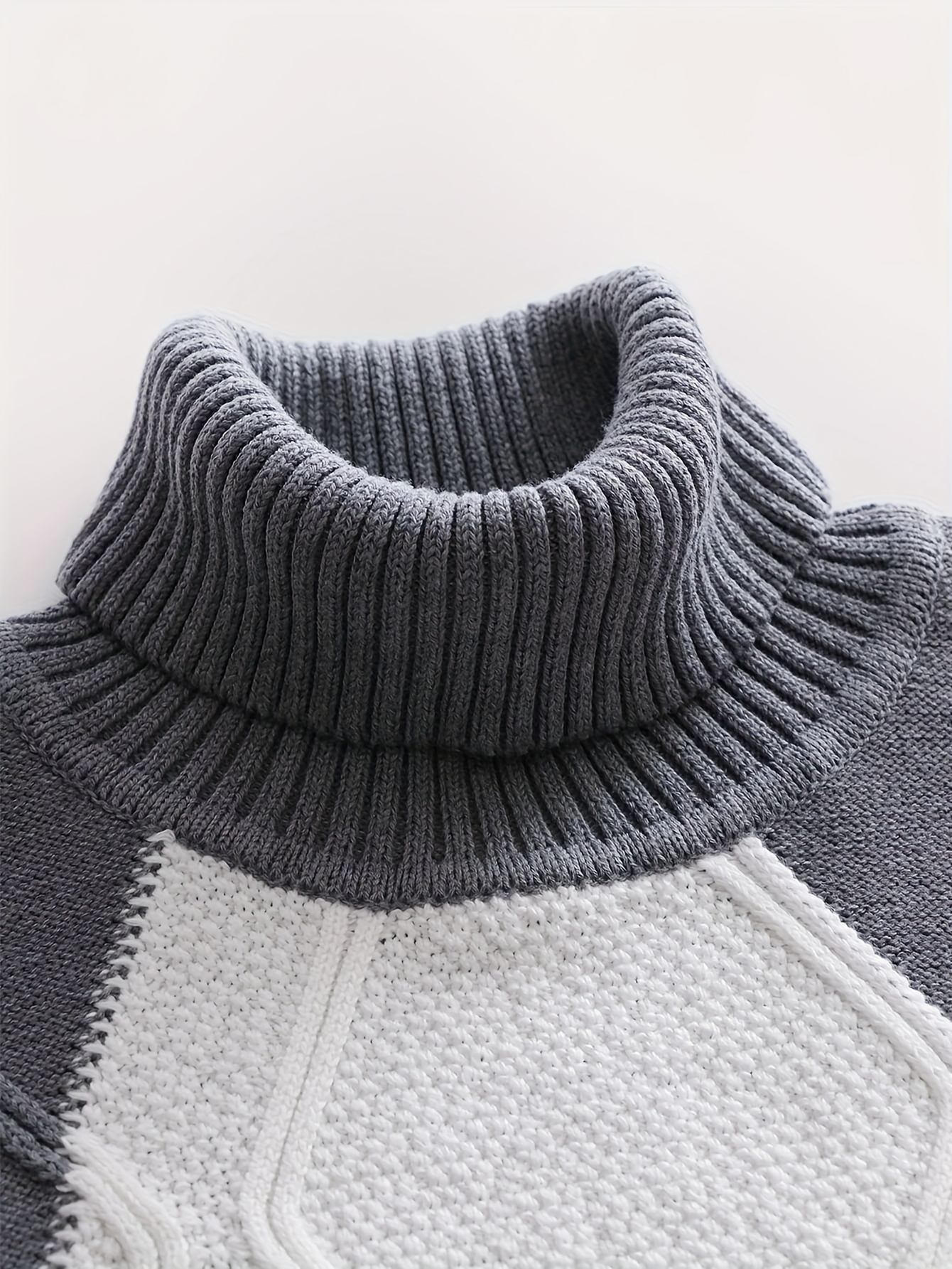 Men'S New Color-Blocked High-Neck Long-Sleeve Retro College-Style Knitted Base Layer for Casual Autumn And Winter - Image 8