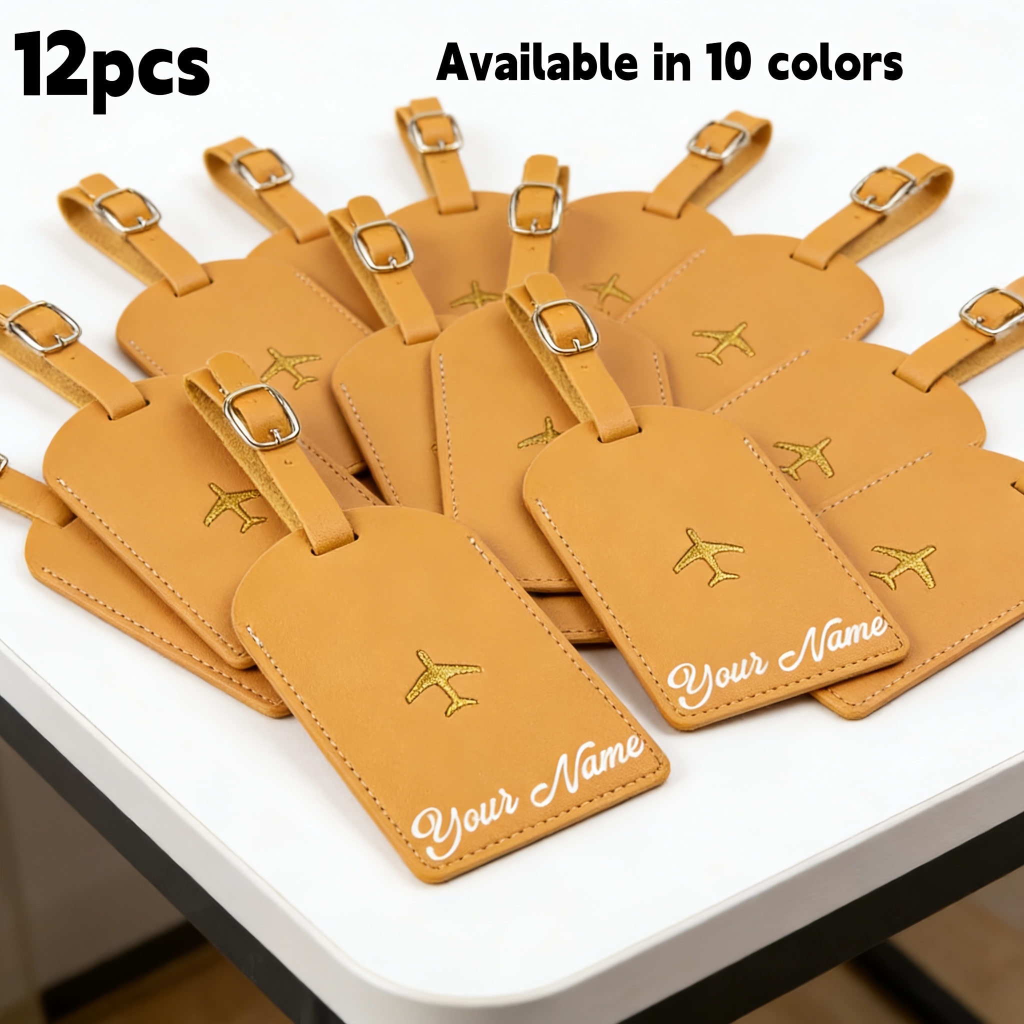 12pcs Custom Engraved Luggage Tag Set in Synthetic Leather