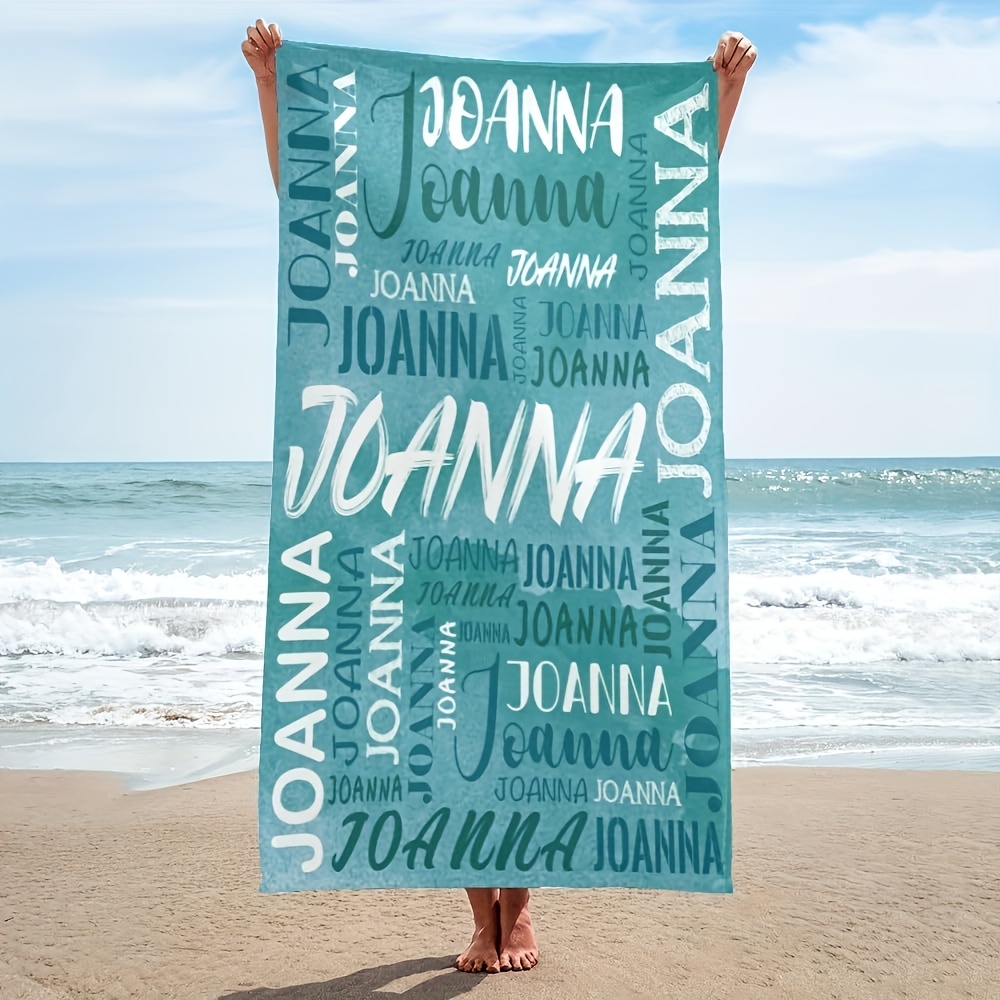 TEMU 1pc Personalized Name Beach Towel, Beach Towel With Name, Ultra Soft, Quick-dry, Microfiber, Large Size, Super Absorbent, Beach Party, Outdoor