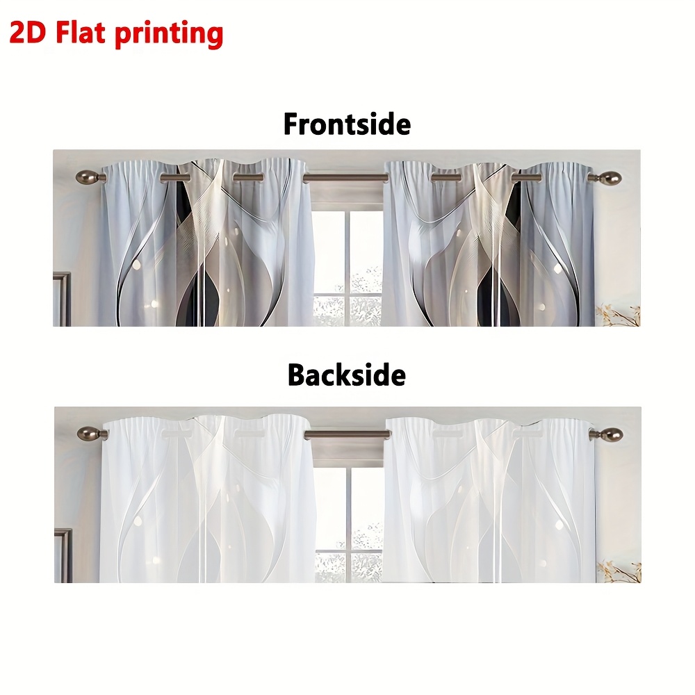 2D Flat - 2D Flat - 2 unidades de Cortinas com Impressão Geométrica Moderna  8