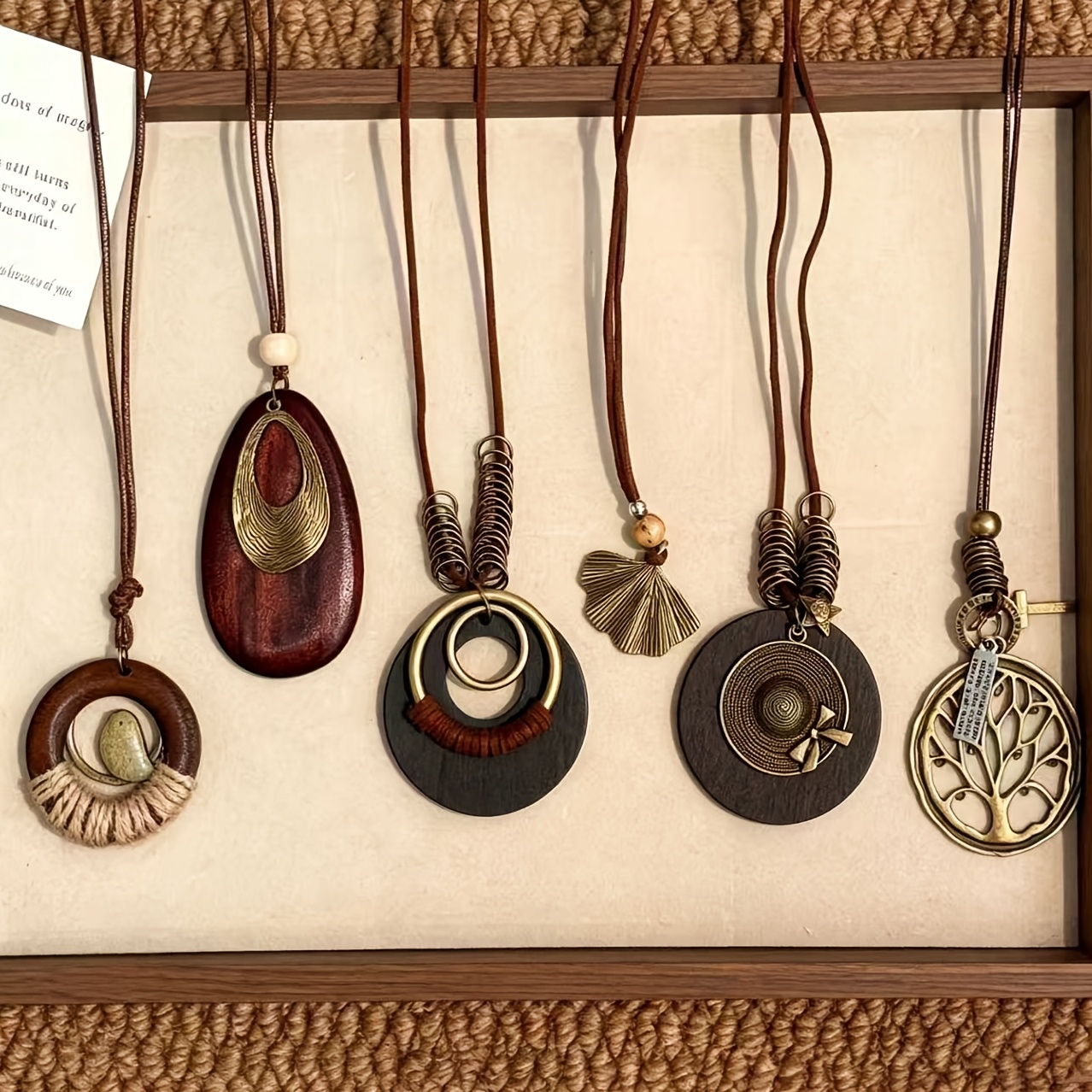 TEMU 6pcs Bohemian Vintage Style Oval Pendant Necklace Set, Fashionable And Versatile Neck Chains, Light Luxury High-end Sweater Chains, Suitable For