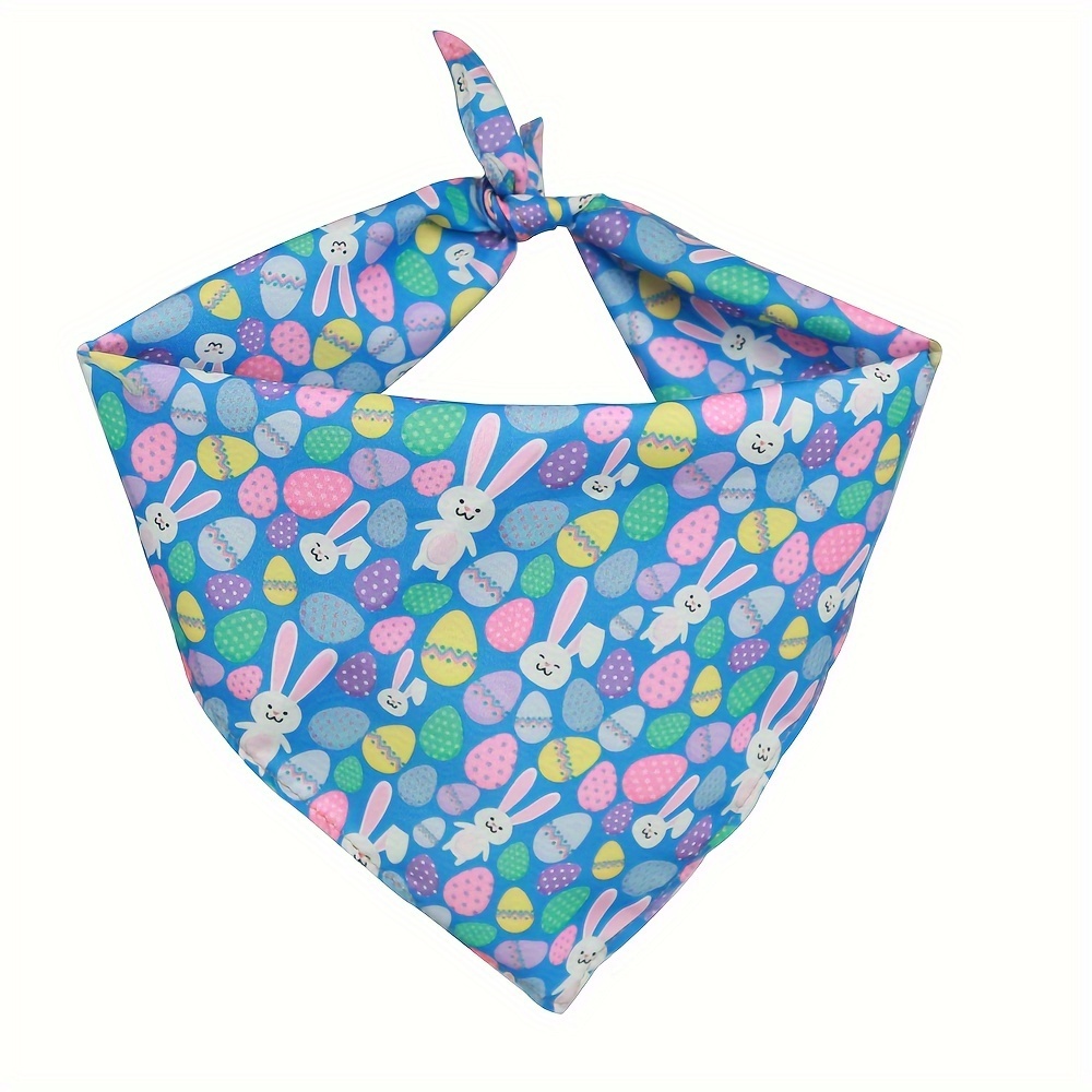 Easter Dog Bandanas Triangle Reversible Dog Scarf Cute Bunny Egg