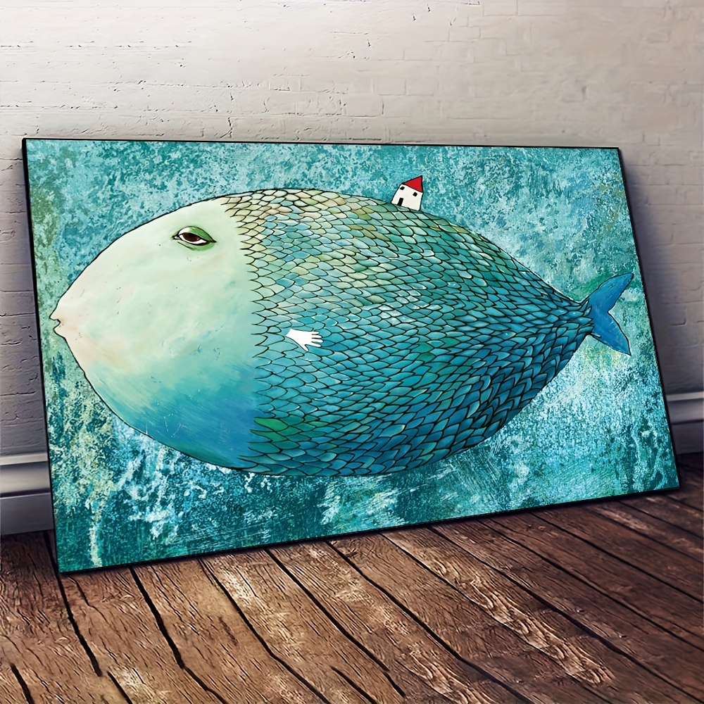 

Modern Abstract Fish Canvas Art Print, 31.5x47.24in - Frameless Wall Decor For Living Room & Bedroom